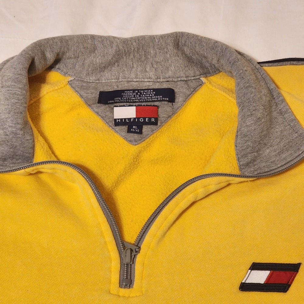 Tommy Hilfiger Athletics Yellow Sweatshirt Pullover Extra Large XL Mens Sport - Picture 3 of 10